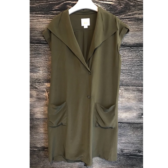 Anthropologie Tops - Maeve Anthropologie Top Tunic Olive Green Silk 10